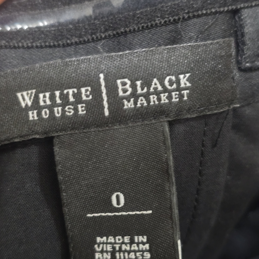 White House Black Market Black Strapless Dress with White Embroidered Hem - Picture 3 of 4